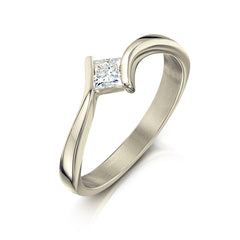 18ct Princess Solitaire Diamond Ring in White Gold by Sheila Fleet Jewellery