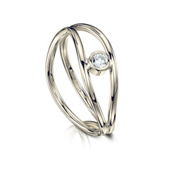 Diamond Double Stacking Wave Ring in 18ct White Gold by Sheila Fleet Jewellery