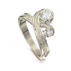 New Wave Double Diamond Ring in 18ct White Gold by Sheila Fleet Jewellery