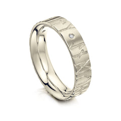 Runic Diamond Ring in 18ct White Gold by Sheila Fleet Jewellery