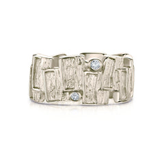 Flagstone Ring in 18ct White Gold with Diamonds by Sheila Fleet Jewellery