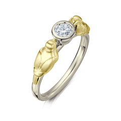 Dove Diamond Ring in 18ct White & Yellow Gold by Sheila Fleet Jewellery