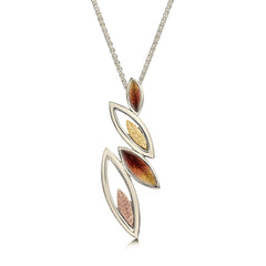 Seasons Autumn Enamel Pendant in 18ct White, Yellow & Rose Gold by Sheila Fleet Jewellery