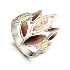 Seasons 18ct White Gold Large Ring in Autumn Enamel by Sheila Fleet Jewellery