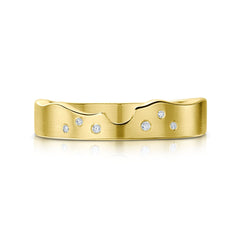 River Ripples Wedding Band in 18ct Yellow Gold with Diamonds by Sheila Fleet Jewellery
