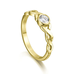 Celtic Twist 0.22ct Diamond Solitaire Ring in 18ct Yellow Gold by Sheila Fleet Jewellery