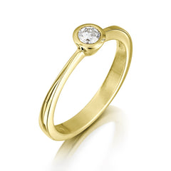 Contemporary 0.15ct Solitaire Diamond Ring in 18ct Yellow Gold by Sheila Fleet Jewellery