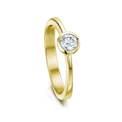 Contemporary 0.25ct Solitaire Diamond Ring in 18ct Yellow Gold by Sheila Fleet Jewellery