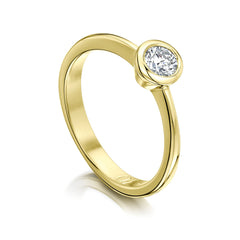 Contemporary 0.3ct Solitaire Diamond Ring in 18ct Yellow Gold by Sheila Fleet Jewellery