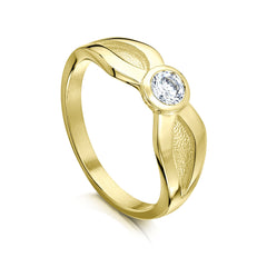 Saltire 0.25ct Diamond Ring in 18ct Yellow Gold by Sheila Fleet Jewellery