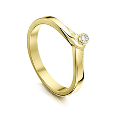 New Wave Diamond Solitaire Ring in 18ct Yellow Gold by Sheila Fleet Jewellery