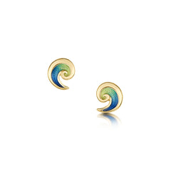 Breckon Small Stud Enamel Earrings in 18ct Yellow Gold by Sheila Fleet Jewellery