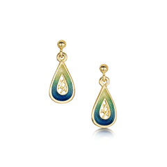 Tidal Treasures Small Enamel Drop Earrings in 18ct Yellow Gold by Sheila Fleet Jewellery