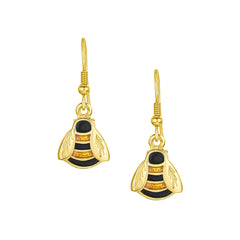 Bumblebee Enamel Drop Earrings in 18ct Yellow Gold by Sheila Fleet Jewellery