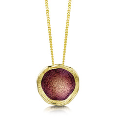 Lunar 18ct Yellow Gold Pendant Necklace in Plum Enamel