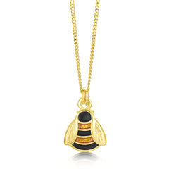 Bumblebee Enamel Pendant in 18ct Yellow Gold by Sheila Fleet Jewellery