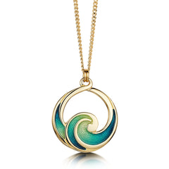 Pentland Enamel Pendant Necklace in 18ct Yellow Gold