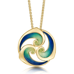 Breckon Enamel Dress Pendant in 18ct Yellow Gold by Sheila Fleet Jewellery