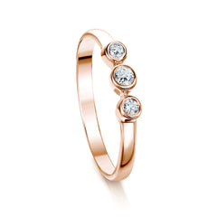 Trilogy Diamond Ring in 9ct Rose Gold by Sheila Fleet Jewellery