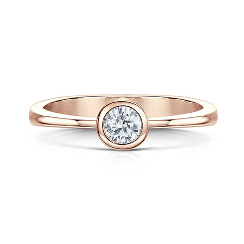 Contemporary 0.25ct Solitaire Diamond Ring in 9ct Rose Gold by Sheila Fleet Jewellery