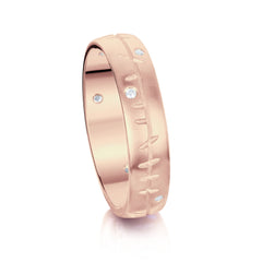 Ogham Diamond Medium Ring in 9ct Rose Gold by Sheila Fleet Jewellery