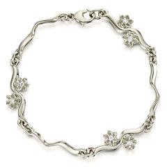 Diamond Daisies 6-flower Bracelet in 9ct White Gold by Sheila Fleet Jewellery