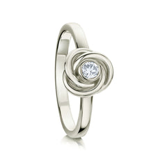 Reef Knot Ring in 9ct White Gold with Diamond by Sheila Fleet Jewellery
