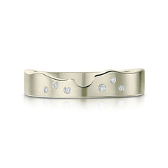 River Ripples Wedding Band in 9ct White Gold with Diamonds by Sheila Fleet Jewellery