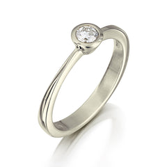 Contemporary 0.15ct Solitaire Diamond Ring in 9ct White Gold by Sheila Fleet Jewellery