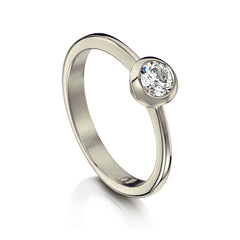 Contemporary 0.4ct Solitaire Diamond Ring in 9ct White Gold by Sheila Fleet Jewellery