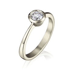 Contemporary 0.4ct Solitaire Diamond Ring in 9ct White Gold by Sheila Fleet Jewellery