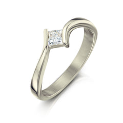 Princess Solitaire Diamond Ring in 9ct White Gold by Sheila Fleet Jewellery