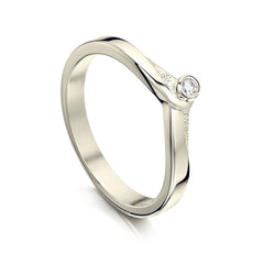 New Wave Diamond Solitaire Ring in 9ct White Gold by Sheila Fleet Jewellery