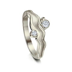 River Ripples Engagement Ring in 9ct White Gold with Diamonds by Sheila Fleet Jewellery