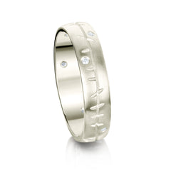 Ogham Diamond Medium Ring in 9ct White Gold by Sheila Fleet Jewellery