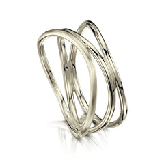 Triple Stacking Wave Ring in 9ct White Gold by Sheila Fleet Jewellery