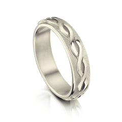 Celtic Twist Textured Ring in 9ct White Gold by Sheila Fleet Jewellery
