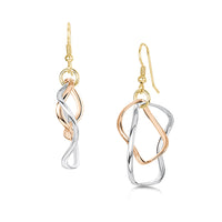 Tidal Small 2-part Hoop Earrings in 9ct White, Rose & Yellow Gold by Sheila Fleet Jewellery