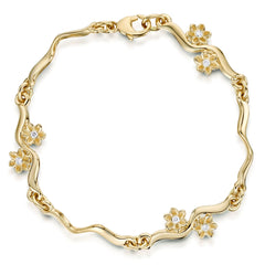 Diamond Daisies 6-flower Bracelet in 9ct Yellow Gold by Sheila Fleet Jewellery