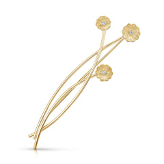 Primula Scotica Diamond Brooch in 9ct Yellow Gold by Sheila Fleet Jewellery