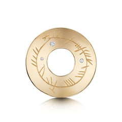 Ogham Dress Brooch in 9ct Yellow Gold with Diamonds by Sheila Fleet Jewellery