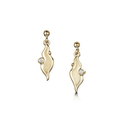 River Ripples Small Diamond Drop Earrings in 9ct Yellow Gold by Sheila Fleet Jewellery