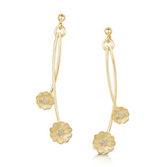 Primula Scotica Small 2-flower Diamond Drop Earrings by Sheila Fleet Jewellery