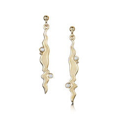 River Ripples Diamond Dress Drop Earrings in 9ct Yellow Gold by Sheila Fleet Jewellery