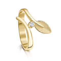 Rowan Leaf Diamond Ring in 9ct Yellow Gold by Sheila Fleet Jewellery