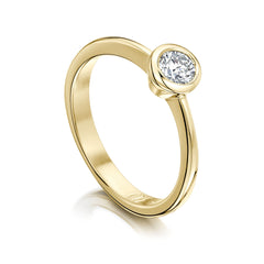 Contemporary 0.3ct Solitaire Diamond Ring in 9ct Yellow Gold by Sheila Fleet Jewellery