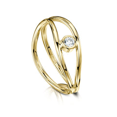 Diamond Double Stacking Wave Ring in 9ct Yellow Gold by Sheila Fleet Jewellery