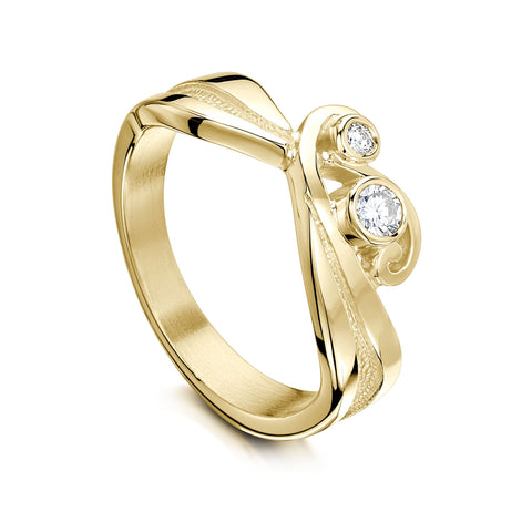 New Wave Diamond Ring in 9ct Yellow Gold by Sheila Fleet Jewellery
