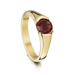 Venus Solitaire Garnet Ring in 9ct Yellow Gold by Sheila Fleet Jewellery