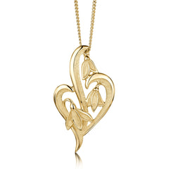 Snowdrop 3-leaf Pendant Necklace in 9ct Yellow Gold